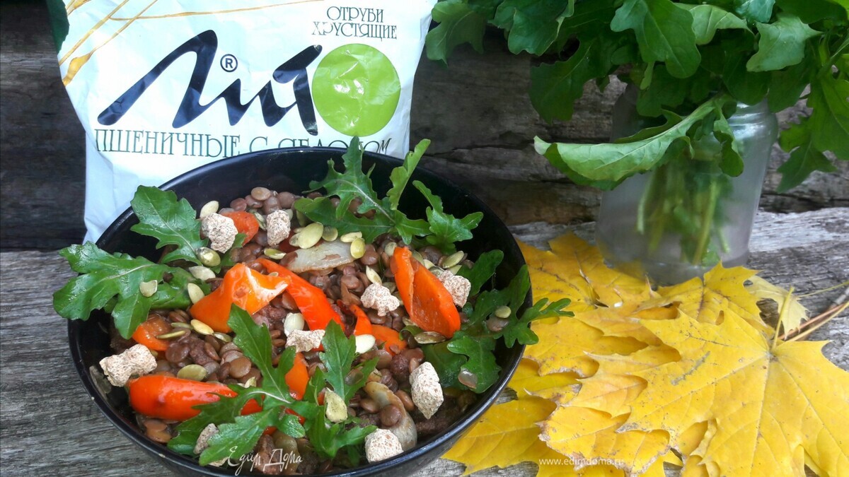 Чечевичный салат с отрубями