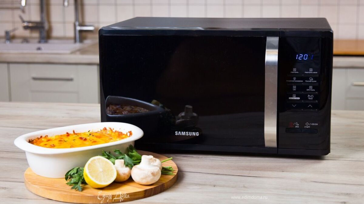 Семга с сыром и грибами в микроволновке Samsung