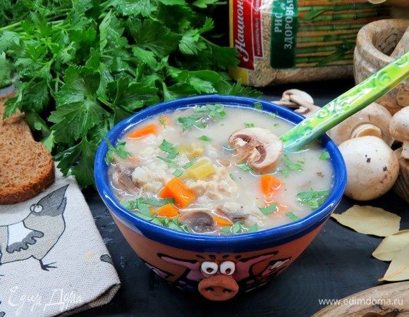 Американский сливочный суп с бурым рисом Американский сливочный суп с бурым рисом