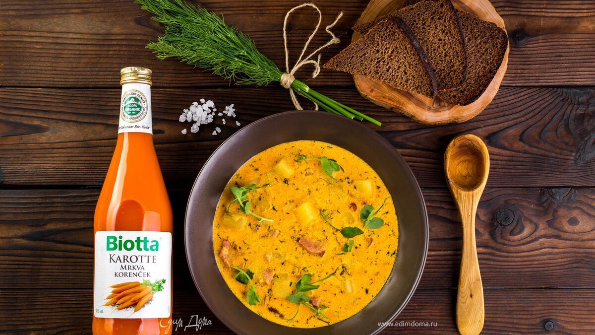 Овощной суп с копченостями