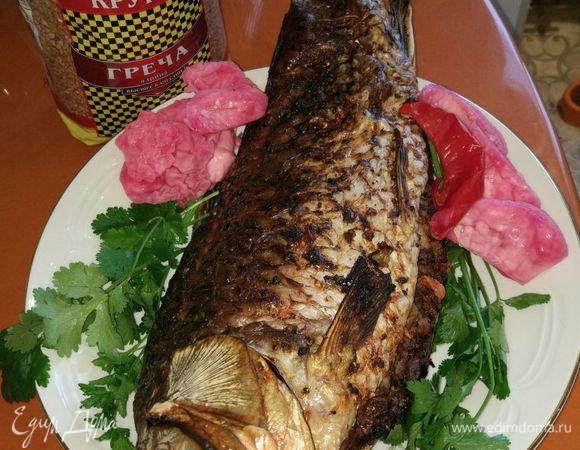 Сазан, запеченный с гречкой, по-астрахански