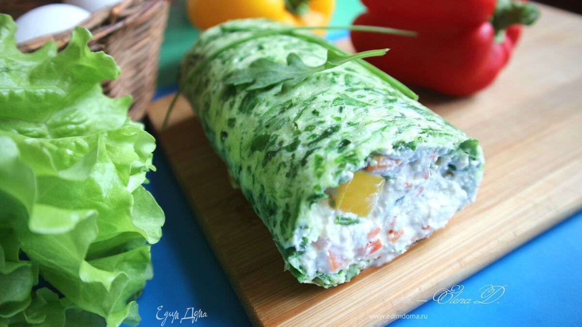 Зеленый рулет на белках