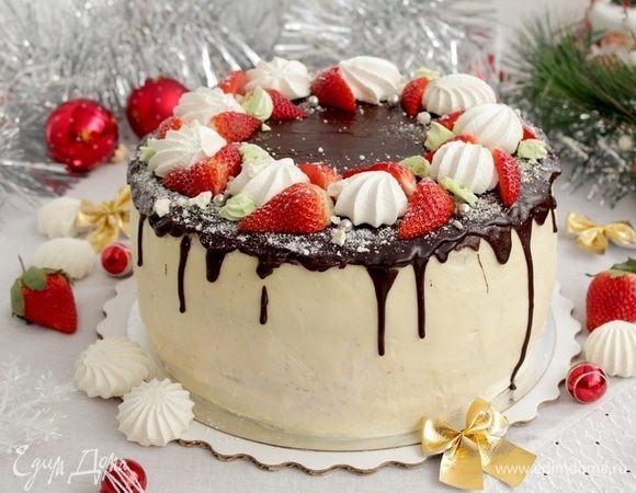 Торт с клубничным и лимонным кремом