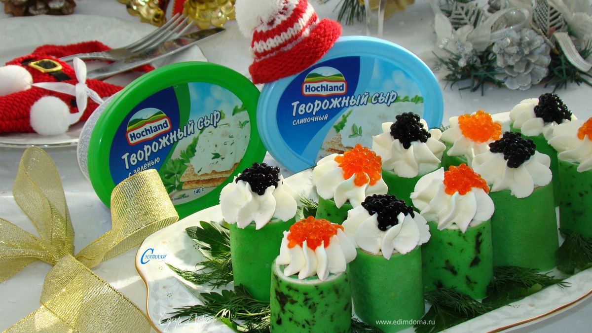 Закусочные блинчики со шпинатом и лососем