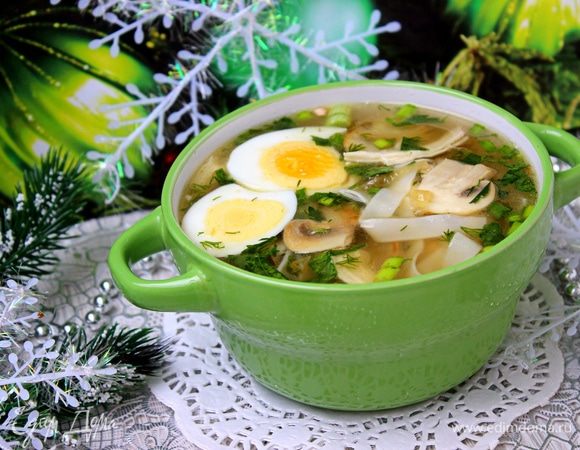 Куриный суп с лапшой и грибами Куриный суп с лапшой и грибами