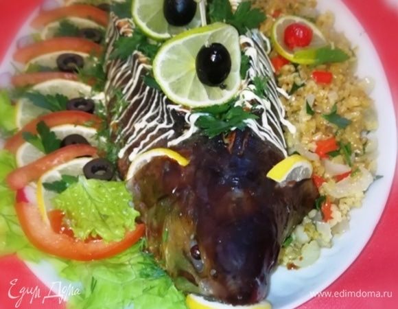 Горбуша, фаршированная булгуром