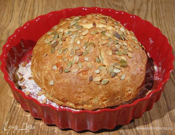 Хлеб на соде с сыром и семечками 