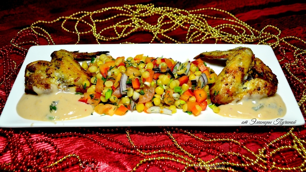 Теплый салат с пророщенным горохом