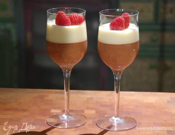 Шоколадная панна котта с малиной