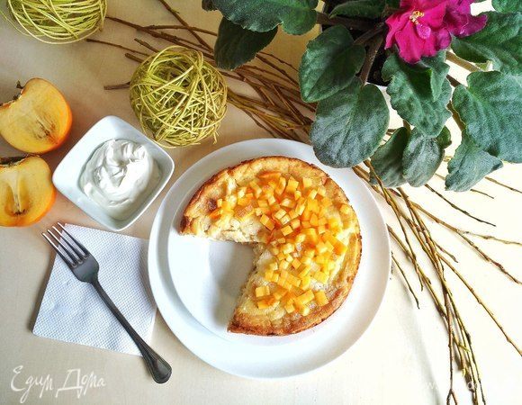 Творожная запеканка с хурмой