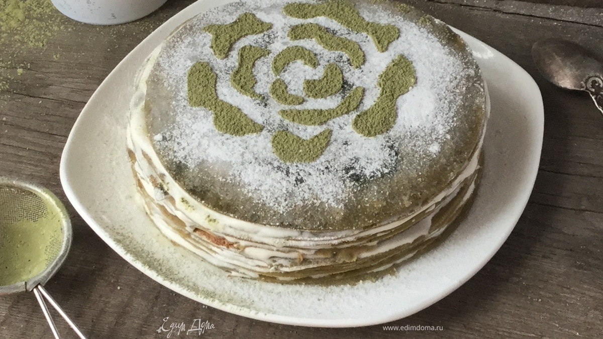 Блинный торт с матча