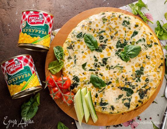 Фриттата с кукурузой и шпинатом Фриттата с кукурузой и шпинатом