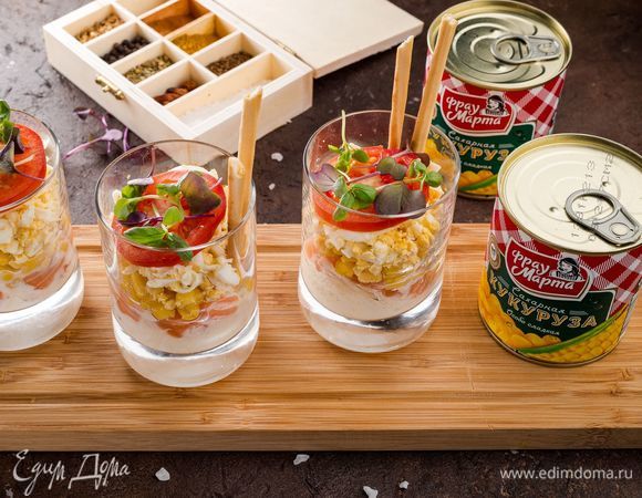 Веррины с форелью и кукурузой 