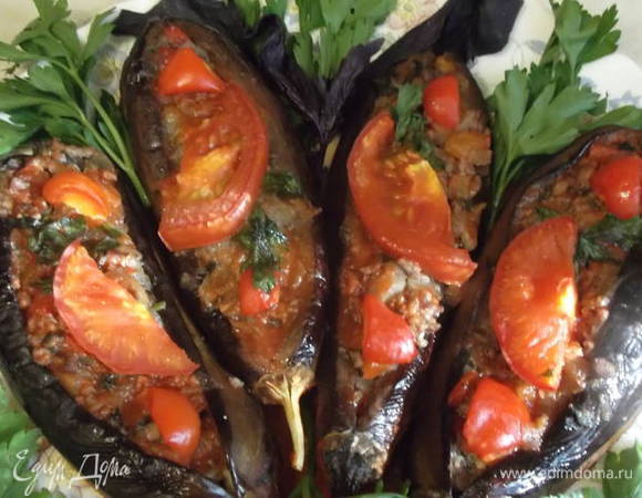 Баклажаны лодочки фаршированные мясом и овощами — пошаговый рецепт с фото