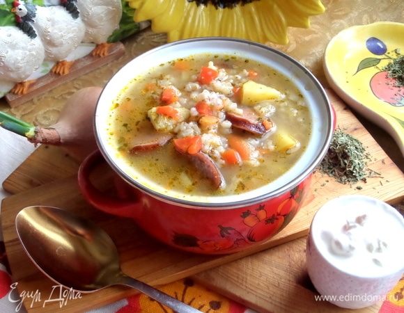 Суп с колбасками