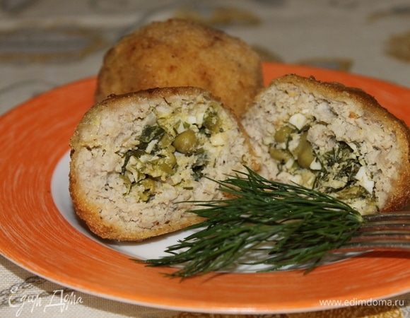 Зразы с зеленым горошком и зеленью