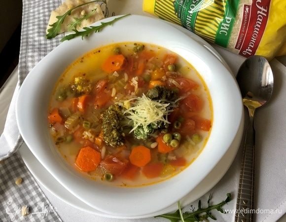 Минестроне с рисом и песто из руколы Минестроне с рисом и песто из руколы