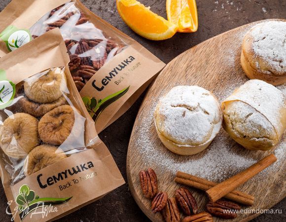 Цитрусовые маффины с пеканом и сушеным инжиром