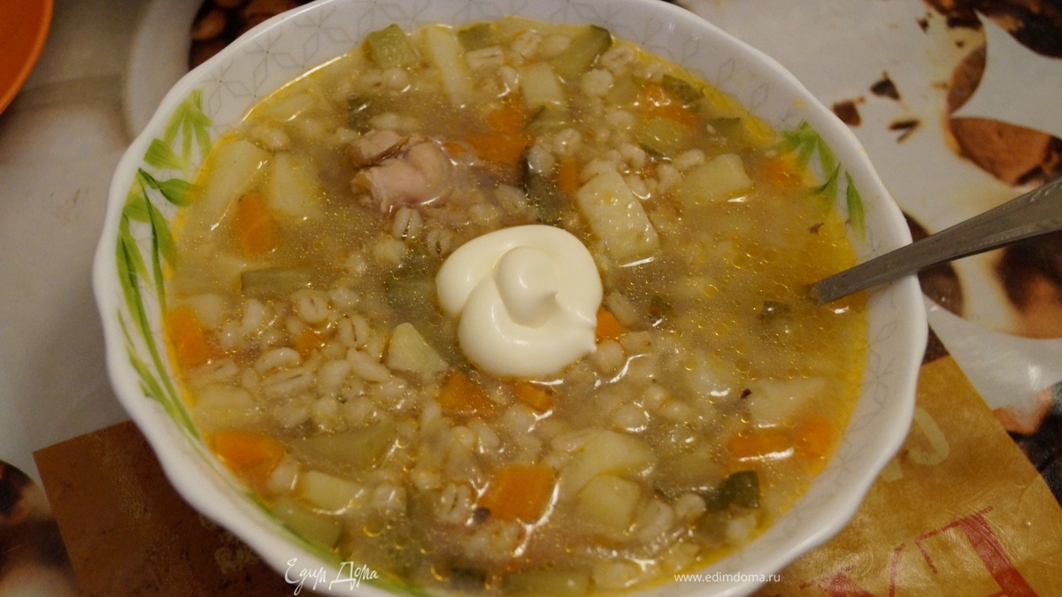 Рассольник на курином бульоне из мультиварки