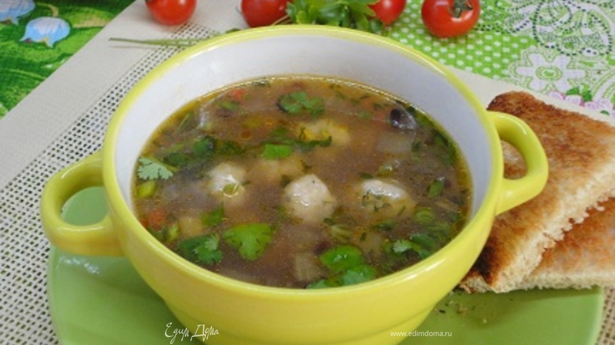 Овощной суп с сырными шариками