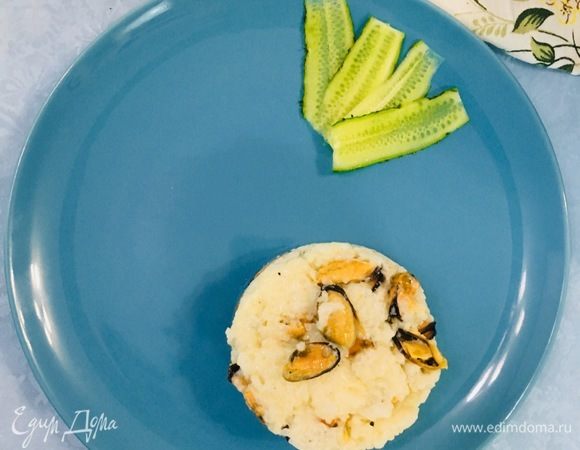 Рис с голубым сыром и мидиями
