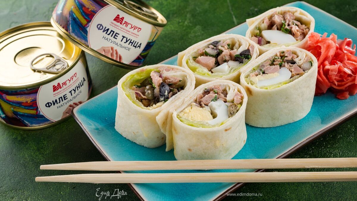 Роллы с салатом из тунца