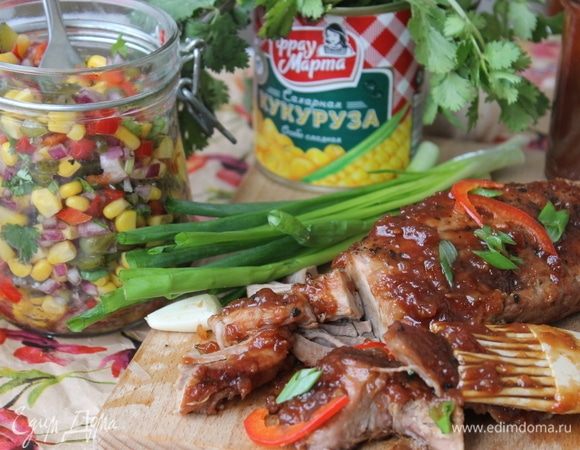 Глазированная свинина с кукурузным салатом Глазированная свинина с кукурузным салатом