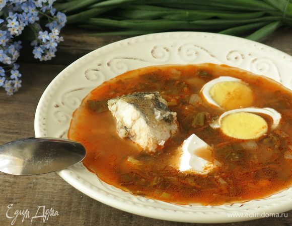 Зеленый борщ с судаком Зеленый борщ с судаком