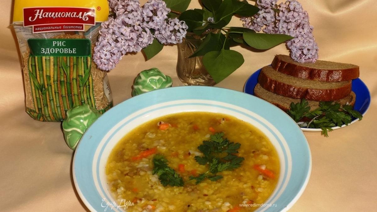 Густой рисовый суп с фаршем