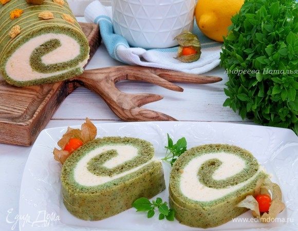 Мятный рулет с лимонным суфле Мятный рулет с лимонным суфле