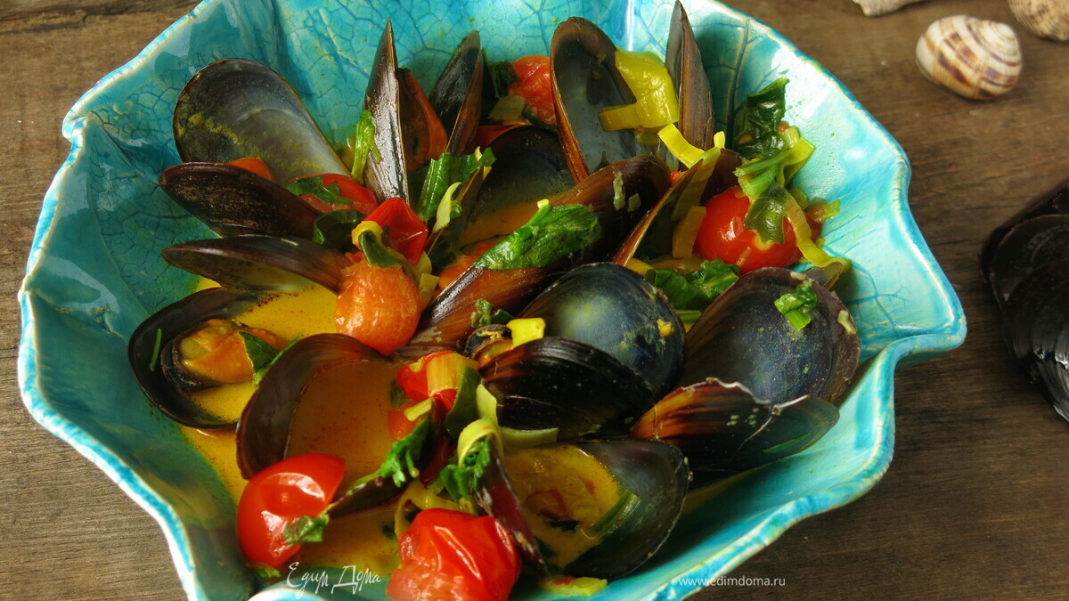 Мидии в соусе карри