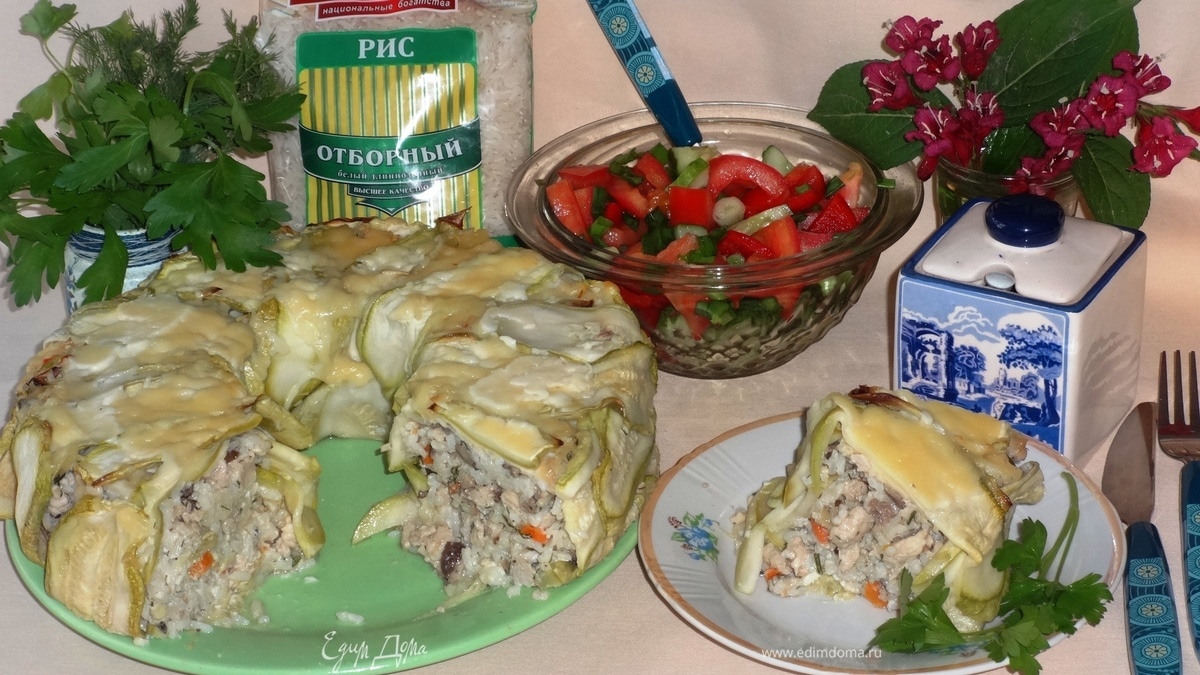 Кабачковое кольцо с начинкой