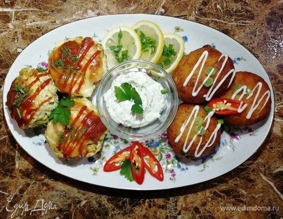 Картофельные пончики с куриными кексами Картофельные пончики с куриными кексами