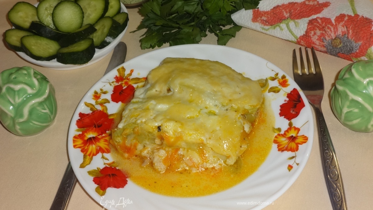 Лазанья из кабачков с курицей