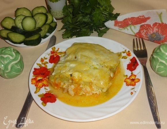 Лазанья из кабачков с курицей