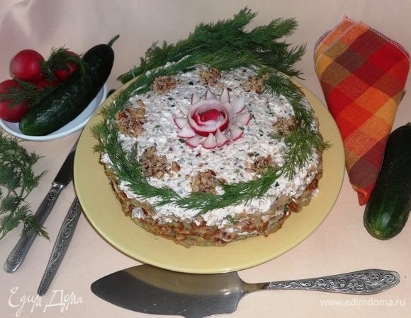 Кабачковый торт с творогом и орехами Кабачковый торт с творогом и орехами