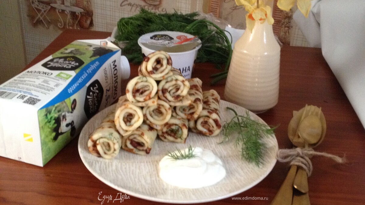 Блины с сыром и зеленью