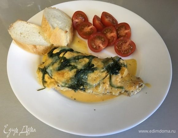 Грудка индейки со шпинатом и крем-чизом Грудка индейки со шпинатом и крем-чизом
