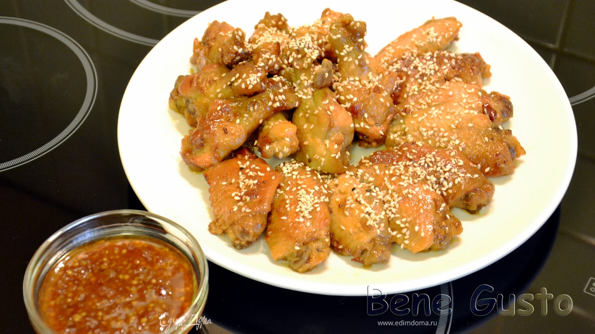 Куриные крылышки в медово-горчичном соусе