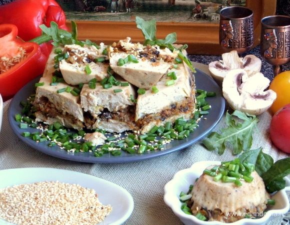 Куриный террин с грибной прослойкой Куриный террин с грибной прослойкой