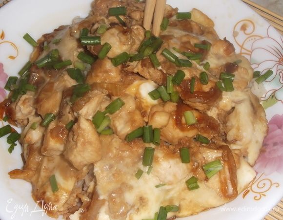 Оякодон (японский омлет с рисом и курицей) Оякодон (японский омлет с рисом и курицей)