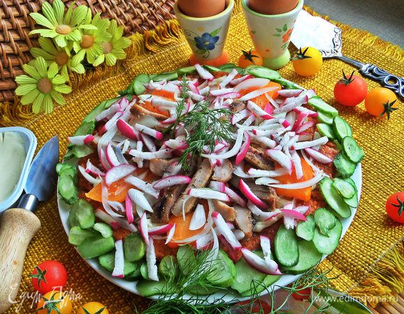 Курица с овощами на гречневой галете