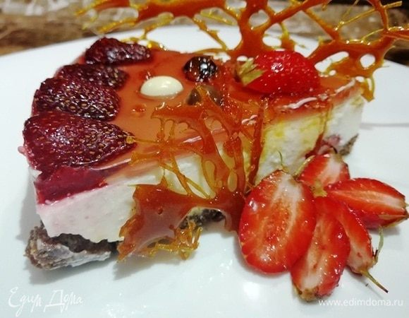 Чизкейк без выпечки с клубникой Чизкейк без выпечки с клубникой