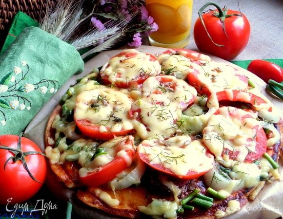 Заливная пицца в сковороде