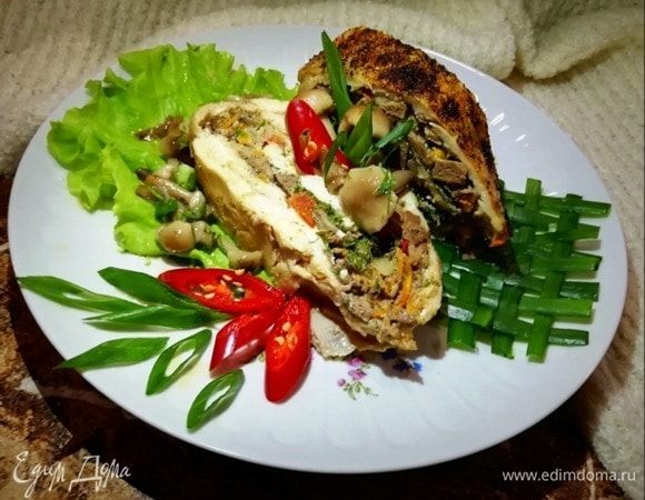 Запеченные куриные грудки с печенью 