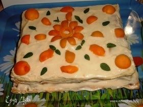 Торт из слоеного теста с абрикосами