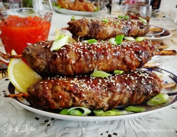 Кебаб из индейки в беконе Кебаб из индейки в беконе