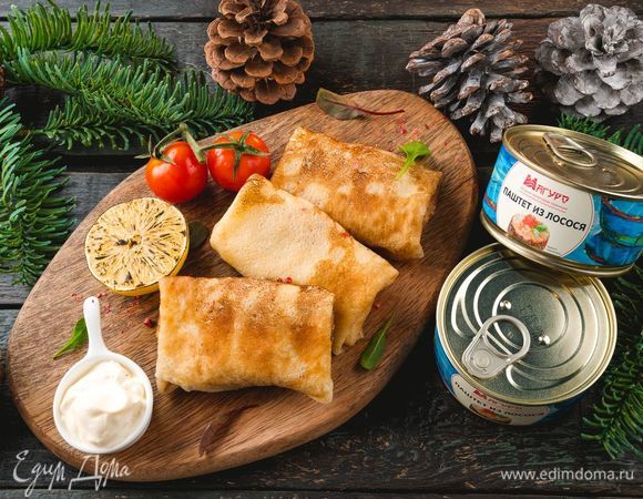 Блинчики с паштетом из лосося