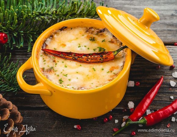 Сырный гратен с креветками