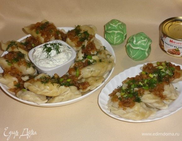 Вареники с картошкой и паштетом из тунца